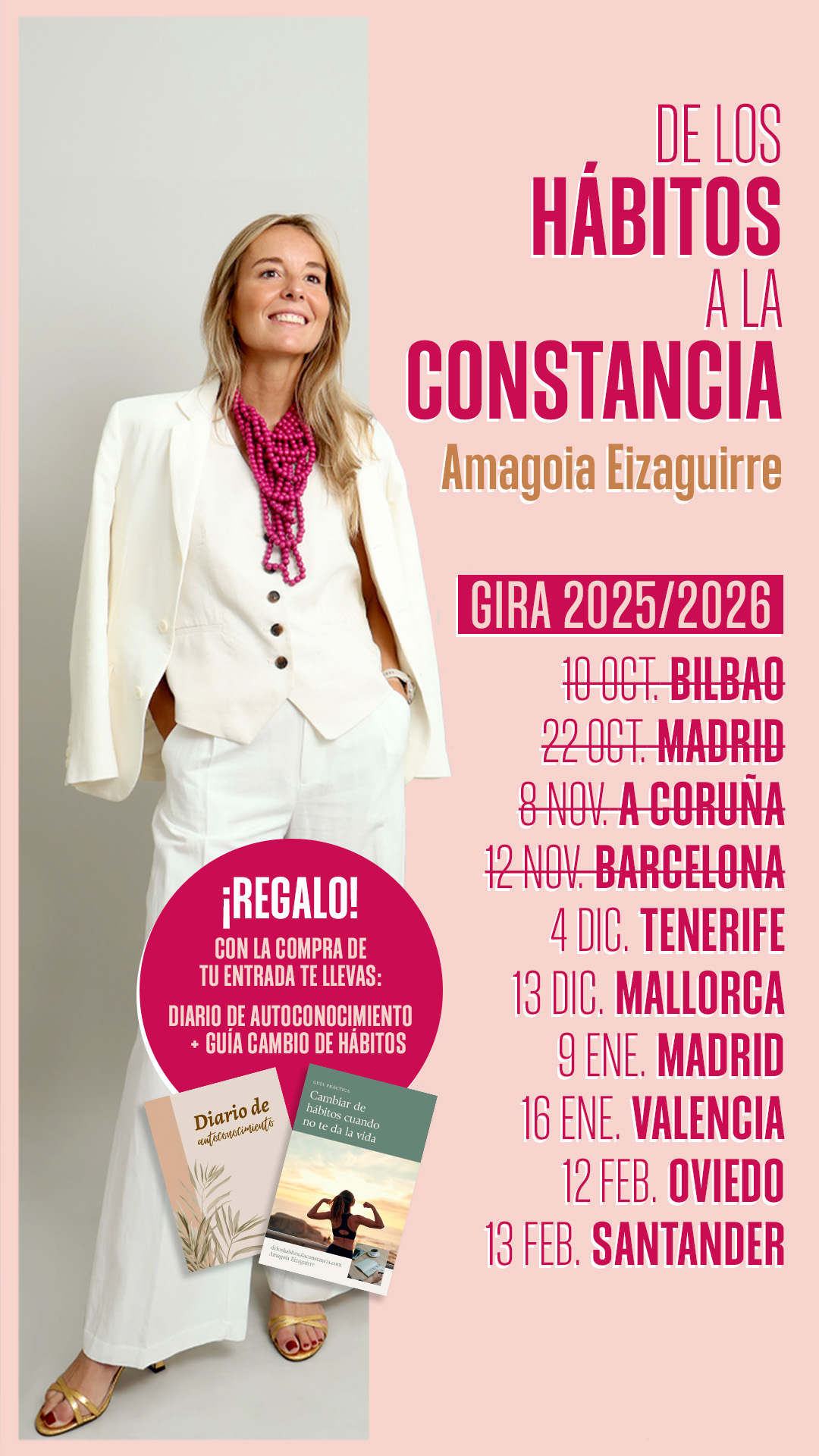 Cartel gira De los hábitos a la constancia de Amagoia Eizaguirre 2025-2026